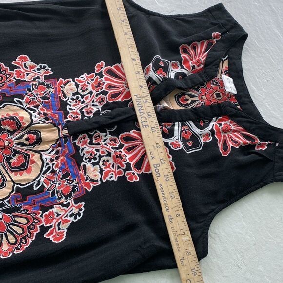 Cupio DRESS  HIGH-LOW  MIDI  BLACK WITH VIBRANT PRINT DOWN CENTER - Picture 8 of 10